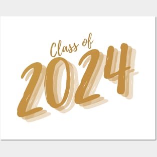 Class Of 2024. Simple Typography 2024 Design for Class Of/ Graduation Design. Gold Script Posters and Art